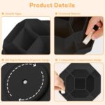 Pencil Pen Holder for Desk,9 Slots 360 Degree Rotating Desk Organizers,Desktop Storage Stationery Supplies Organizer, Cute Pencil Cup Pot For Office, School, Home(Black) - Image 4