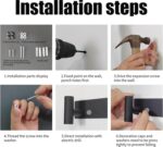 PMMASTO Coat Rack Wall Mounted, 5 "T Shaped Wall Hooks for Hanging, Heavy Duty Stainless Steel Coat Hook Rail for Hat Towel Robes in Bathroom Kitchen Mudroom Entryway (Black, 1 Pack) - Image 4