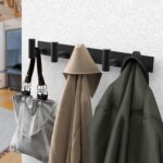 PMMASTO Coat Rack Wall Mounted, 5 "T Shaped Wall Hooks for Hanging, Heavy Duty Stainless Steel Coat Hook Rail for Hat Towel Robes in Bathroom Kitchen Mudroom Entryway (Black, 1 Pack) - Image 6