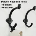 SKOLOO Heavy Duty Black Wall Hooks, Farmhouse Style Cast Iron Hooks, Pack of 5, Ideal for Backpack, Coat, and Towel Hooks - Perfect for Entryway, Mud Room, and Bathroom Storage - Image 3