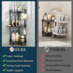 Consumest Corner Shower Caddy Standing - 3-Tier Stainless Steel Shower Organizer with Soap Holder and 4 Hooks, Large Capacity Corner Shelf Stand for Bathroom, Rest Room, Black - Image 3