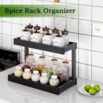 MARTY 2 Tier Spice Rack Organizer for Countertop, 15.8''L Coffee Station/Bathroom Organizer Countertop, Counter Shelf Desktop Storage Organizer for Kitchen, Bedroom, Office (Black) - Image 3