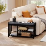 Shoe Rack Bench with Cushion,2 Tiers Shoe Bench with Flip-Top Storage,Wood Shoe Rack for Entryway, Hallway, Bedroom, Front Door Entrance (Black) - Image 5