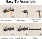 2 Pack Coat Rack Wall Mount,17.3 in Wall Hooks for Hanging, Coat Hanger Wall Mount Towel Rack Hat Rack for Wall with 10 Hooks for Entryway, Bedroom, Bathroom (Black) - Image 5