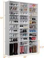 MAGINELS 72 Pairs Shoe Rack Organizer,Shoes Storage Cabinet,Shoe Closet Storage Organizer System,Large Tall Shoes Shelves for Living Room,Closet,Bedroom,Hallway, White(48x12x72in) - Image 3