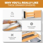 4 Pack Drawer Divider - 2.6" High, 16" to 22" Adjustable Bamboo Drawer Organizers for Clothes, Expandable Dresser Separators in Bedroom/Bathroom/Kitchen/Office Organization and Storage (Natural) - Image 5
