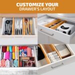 4 Pack Drawer Divider - 2.6" High, 16" to 22" Adjustable Bamboo Drawer Organizers for Clothes, Expandable Dresser Separators in Bedroom/Bathroom/Kitchen/Office Organization and Storage (Natural) - Image 6