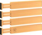 4 Pack Drawer Divider - 2.6" High, 16" to 22" Adjustable Bamboo Drawer Organizers for Clothes, Expandable Dresser Separators in Bedroom/Bathroom/Kitchen/Office Organization and Storage (Natural) - Image 8