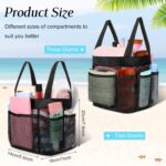 Hillban 4 Pcs Mesh Shower Caddy Portable Large Quick Dry Shower Caddy Basket with Deeper 8 Pockets and 2 Handles Hanging Bag for College Dorm Room(Black) - Image 3