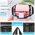 Hillban 4 Pcs Mesh Shower Caddy Portable Large Quick Dry Shower Caddy Basket with Deeper 8 Pockets and 2 Handles Hanging Bag for College Dorm Room(Black) - Image 4