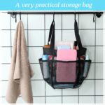 Hillban 4 Pcs Mesh Shower Caddy Portable Large Quick Dry Shower Caddy Basket with Deeper 8 Pockets and 2 Handles Hanging Bag for College Dorm Room(Black) - Image 5
