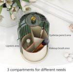 Makeup Brush Holder with Dustproof Cover 360 Rotating Makeup Brush Organizer for Vanity Bathroom, Green - Image 6