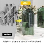 Makeup Brush Holder with Dustproof Cover 360 Rotating Makeup Brush Organizer for Vanity Bathroom, Green - Image 7