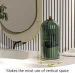 Makeup Brush Holder with Dustproof Cover 360 Rotating Makeup Brush Organizer for Vanity Bathroom, Green - Image 8