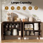 Sideboard Buffet Storage Cabinet - Wood Cabinets with Adjustable Shelves Fluted Doors, Anti-Tip Console Table for Kitchen Dining Living Room or Entryway Hallway, Easy Assembly, Walnut - Image 5