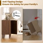 Sideboard Buffet Storage Cabinet - Wood Cabinets with Adjustable Shelves Fluted Doors, Anti-Tip Console Table for Kitchen Dining Living Room or Entryway Hallway, Easy Assembly, Walnut - Image 6