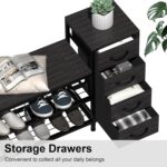 EXOTICA 3 Tier Entryway Bench Shoe Storage Bench with 4 Fabric Drawers Metal Frame and Wooden Board Shoe Rack Bench with Seat for Entryway Hallway Front Door Doorway - Image 5