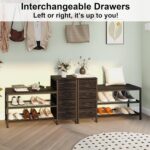 EXOTICA 3 Tier Entryway Bench Shoe Storage Bench with 4 Fabric Drawers Metal Frame and Wooden Board Shoe Rack Bench with Seat for Entryway Hallway Front Door Doorway - Image 9