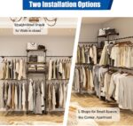 Industrial Pipe Clothing Rack - Heavy Duty Wall Mounted Clothes Rack, Corner Closet System, DIY Wardrobe Organizer with Shelves, Walk in Closet Storage (BLACK, 94.5") - Image 4