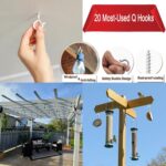 20 Pack Q Hanger Hooks with Safety Buckle, Rustproof Screw Hooks for Hanging String Lights, Bird Feeder, Plants, Wind Chimes & Holiday Decorations, Holds Up to 40 lbs（2.2" White Vinyl Coated ） - Image 3