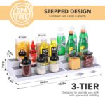 3 Tier Expandable Spice Rack Organizer, White/Grey Plastic Spice Rack, Adjustable Length 14.6In-25.8In, 2 Pack Non-Skid Tiered Spice Shelf Organizer for Kitchen Cabinet, Cupboard, Pantry - Image 3