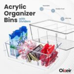 Oizeir Clear Pantry Organizer Bins 8-Pack - Fridge Organizer with 3 Removable Dividers, Ideal for Kitchen, Pantry, Refrigerator, Freezer, and Snack Storage - Image 3