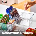 Oizeir Clear Pantry Organizer Bins 8-Pack - Fridge Organizer with 3 Removable Dividers, Ideal for Kitchen, Pantry, Refrigerator, Freezer, and Snack Storage - Image 4