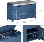 ChooChoo Shoe Storage Bench with Lift Top Storage, Entryway Bench with 2 Cushioned Seats, 3 Compartments, Adjustable Shelf, Shoe Cabinet for Entryway, Bedroom, Living Room, Blue - Image 3