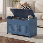 ChooChoo Shoe Storage Bench with Lift Top Storage, Entryway Bench with 2 Cushioned Seats, 3 Compartments, Adjustable Shelf, Shoe Cabinet for Entryway, Bedroom, Living Room, Blue - Image 5
