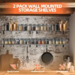 2-Pack 2x6ft Garage Wall Shelf, 72 inch Floating Shelf with 8 Bike Hooks, 1200 lbs Load Capacity Storage Shelves, Heavy Duty Metal Wall Mounted Shelves for Kitchen Laundry Workplace - Image 3