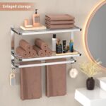 DDS-DUDES 23 Inches 3-Tier Towel Racks for Bathroom with Towel Bars Multilayer Hotel Towel Shelf Stainless Steel Wall-Mounted Brushed Finish Holder with Towel Shelves - Image 4