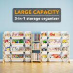 SpaceAid Large Toy Storage Organizer with 24 Bins and 3 Shelves, Toy Organizers Storage Bookshelf, Kids Bin Shelf Box Bookcase for Bedroom Playroom Organization Room Decor, White - Image 4