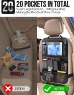 New Fi Backseat Car Organizer(20 Storage Pockets),Come with Free 1 Seat Net and 2 Headrest Hook, Touch Screen Tablet Holder, Divider for Driving Safely Children & Pets…, Car Organizer (black) - Image 3