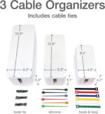 Oxford Cable Management Boxes, 3 Pack, Small, Medium, Large, 15 Cable Ties (Hook & Loop, Silicone,Twist Ties), Power Strip Organizer, White (27800) - Image 3