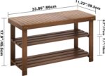 SMIBUY Bamboo Shoe Rack Bench, 3-Tier Shoe Organizer Storage Shelf for Entryway Hallway Bathroom Living Room (Walnut) - Image 3