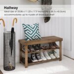 SMIBUY Bamboo Shoe Rack Bench, 3-Tier Shoe Organizer Storage Shelf for Entryway Hallway Bathroom Living Room (Walnut) - Image 4