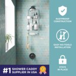 Zenna Home Rustproof Hanging Shower Caddy, Over the Shower Head Caddy with 2 Shelves and Built In Hooks, Aluminum Bathroom Hanging Organizer, Satin Chrome - Image 3