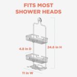 Zenna Home Rustproof Hanging Shower Caddy, Over the Shower Head Caddy with 2 Shelves and Built In Hooks, Aluminum Bathroom Hanging Organizer, Satin Chrome - Image 4