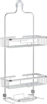 Zenna Home Rustproof Hanging Shower Caddy, Over the Shower Head Caddy with 2 Shelves and Built In Hooks, Aluminum Bathroom Hanging Organizer, Satin Chrome - Image 5