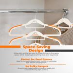 Lightweight White Plastic Hangers 20 Pack with Cascading Hook, Space Saving Thin, Closet Organizer, Orange Anti-Slip Pads, 360° Swivel, Tie Holder - Image 3