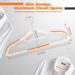 Lightweight White Plastic Hangers 20 Pack with Cascading Hook, Space Saving Thin, Closet Organizer, Orange Anti-Slip Pads, 360° Swivel, Tie Holder - Image 4