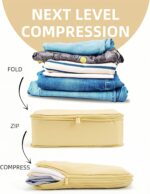 Compression Packing Cubes for Travel, 6-Piece Set (L/M/S), Double-Zip Luggage Organizers with Mesh Panels, Space-Saving Clothes Storage Bags for Suitcase & Carry-On (6 Pack, Bright Yellow) - Image 3