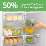 vacane Upgraded Refrigerator Drawers Organizer - Pull Out Fridge Bins with Handle, Extra-Long 19.5" Stretchable and Deep Storage - Image 3
