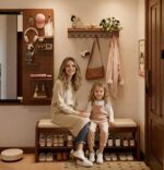 Solid Wood Shoe Bench, Shoe Rack with Leather Cushion, 2-Tier Entryway Storage for Hallway, Easy Assembly, 580lb Weight Capacity, 31.5" L x 14.2" W x 16.5" H - Image 3