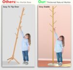 Heavy Duty Coat Rack with Natural Marble Base, Freestanding Metal Coat Stand with 8 Hooks, Modern Stable Coat Hanger Tree for Bags, Jacket, Clothes, and Hats, Gold Metal - Image 4