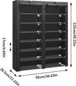 JIUYOTREE 7-Tier Shoe Storage Organizer with Dustproof Cover - Closet Cabinet Shelf Holds up to 28 Pairs - for Doorway, Corridor, Balcony, Living Room - Black - Image 4