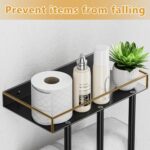 Ovicar Towel Racks for Bathroom - Wall Mounted Rolled Towels Storage with Metal Shelf & 3 Hooks,3 Bars Wall Towel Holder for Small Bathroom, Bath Towel Organizer Black - Image 5