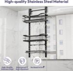SWTYMIKI Over the Door Shower Caddy - 3 Tier Adjustable Shower Organizer Hanging with Soap Holder, No Drilling Stainless Steel Bathroom Rack Hanging for Body Wash, Shampoo, Soap, Razor, Black - Image 4