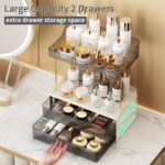 2-Tier 2-Drawer Bathroom Countertop Organizer, Multi-Purpose Makeup Storage Rack for Vanity, Cosmetic Counter Organizer (Grey) - Image 3