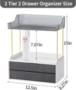 2-Tier 2-Drawer Bathroom Countertop Organizer, Multi-Purpose Makeup Storage Rack for Vanity, Cosmetic Counter Organizer (Grey) - Image 4